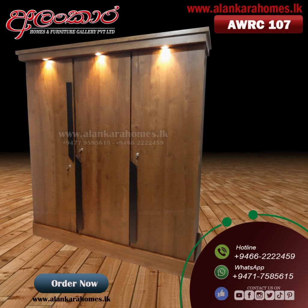 AWRC 107 Triple Door Wardrobe Cupboard Lighting – Alankarahomes.lk
