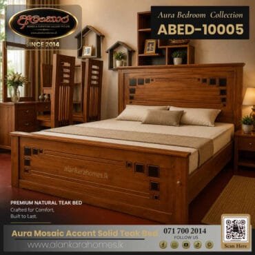 Aura Mosaic Accent Solid Teak Bed ABED 10005 by Alankara Homes