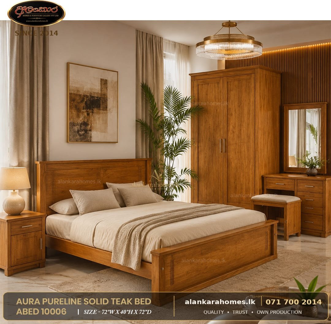Aura Pureline Solid Teak Bed – ABED 10006 - Image 2