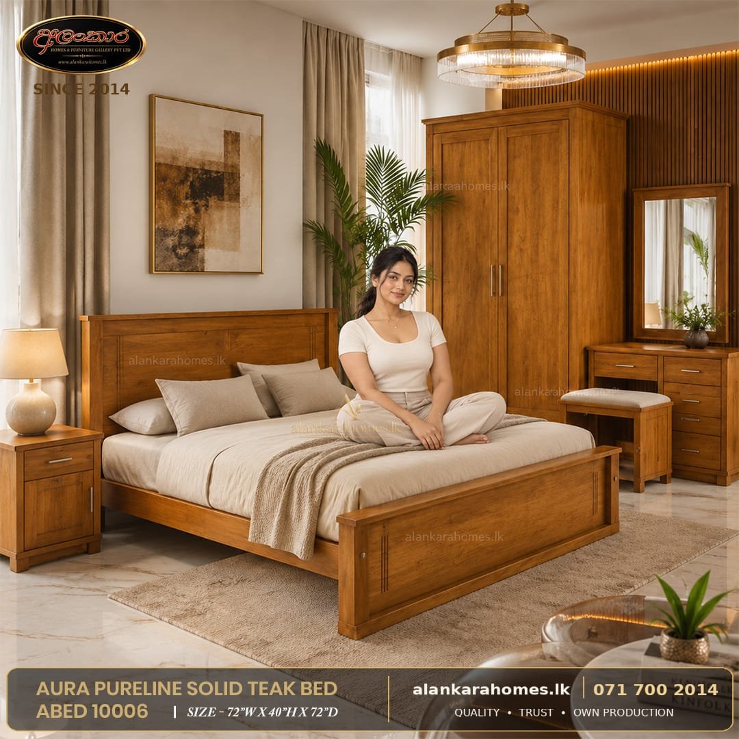 Aura Pureline Solid Teak Bed ABED 10006 by Alankara Homes