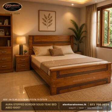 Aura Stepped Border Solid Teak Bed ABED 10007 by Alankara Homes