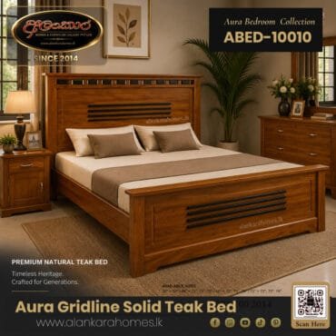 Aura Gridline Solid Teak Bed ABED 10010 by Alankara Homes